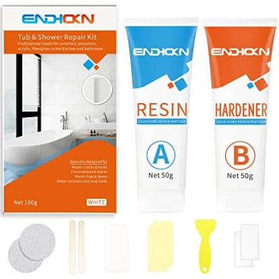 Afbeelding van Badreparatieset Wit, Endhokn Emaille, Porselein, Acryl, Glasvezel, Keramische Wastafelreparatieset, Kuiptegel Keramisch Toilet Doucheset &amp; Lade Chip Voetstuk Scheurgat Krassen Reparatie