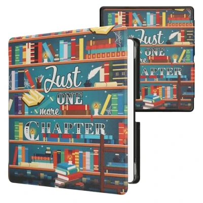 Afbeelding van kwmobile E reader hoesje geschikt voor Amazon Kindle Scribe (2024) hoes flip case met magnetische sluiting Ereader cover bibliotheek design in meerkleurig