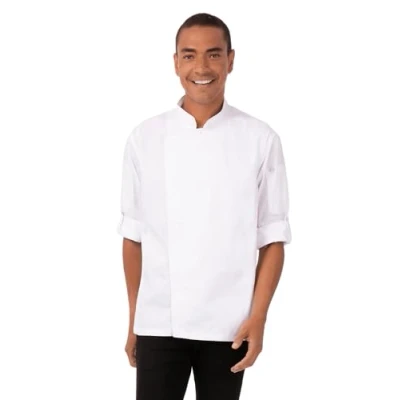 Afbeelding van Chef Works Urban Hartford unisex koksbuis met rits lange mouw wit L, Borstomvang: 112 117cm