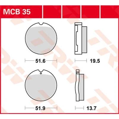 Afbeelding van Remblokkenset, schijfrem TRW MCB35