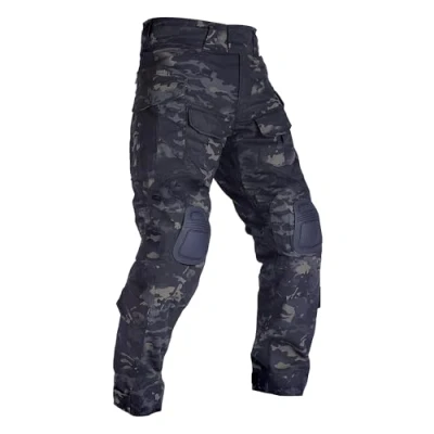 Afbeelding van WISEONUS Tactische cargobroek, ripstop, airsoft, paintball, schieten, jacht, combat broek, meerdere zakken, gevechtsbroek met kniebeschermers