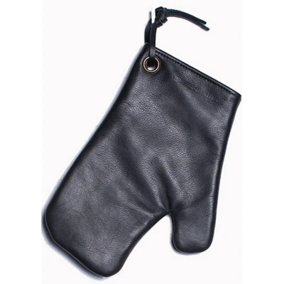 Afbeelding van Dutchdeluxes Ovenwant (Volnerf) Leder Zwart Geschikt voor Barbecue Incl. Geschenkdoos