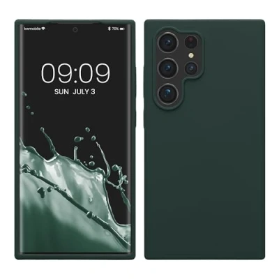 Afbeelding van kwmobile telefoonhoesje compatibel met Samsung Galaxy S24 Ultra hoesje Zachte case voor smartphone Back cover in mosgroen