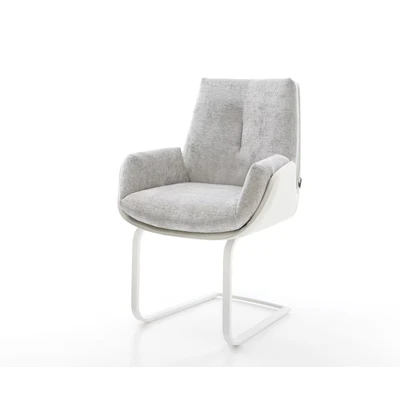 Afbeelding van DELIFE sledemodel Clea Flex materiaalmix echt leer wit zilver grijs vlak