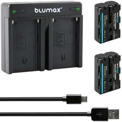 Afbeelding van Blumax 2X Batterij 1650mAh vervangt Sony NP FM500H/NP FM500 + Mini Dubbele Lader USB compatibel met Alpha 68 58 99II
