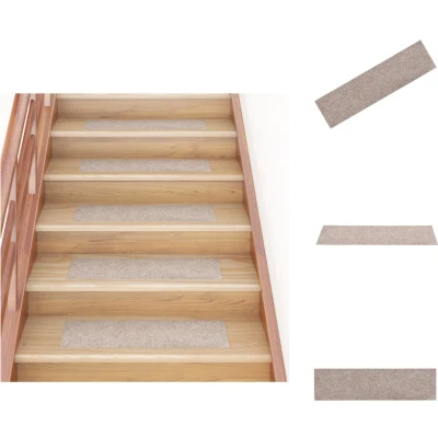 Afbeelding van 15 st Trapmatten zelfklevend rechthoekig 76x20 cm crèmekleurig