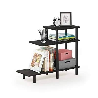 Afbeelding van Furinno Sofa bijzettafel met 3 niveaus, hout, espresso/zwart, 29,49 x 80 65,1 cm