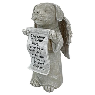 Afbeelding van Design Toscano Pootafdrukken op ons Harten Memorial Dog Standbeeld