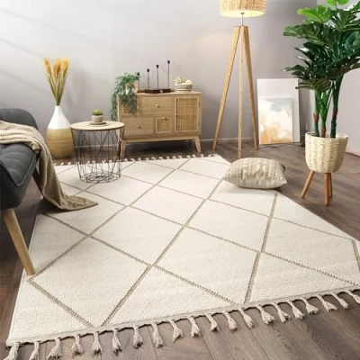 Afbeelding van Paco Home Vloerkleed Woonkamer Laagpolig Boho Patroon Scandinavisch Franjes 240x340 cm