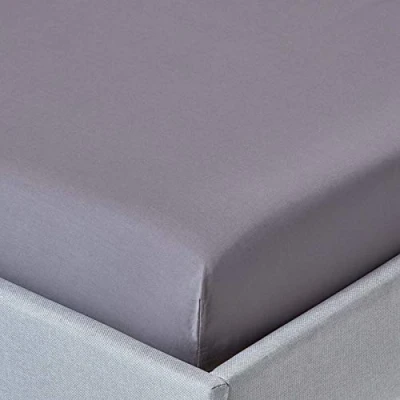 Afbeelding van HOMESCAPES Donkergrijs hoeslaken met diepe hoeken (30,5 cm) Klein tweepersoons, 200 TC 400 draadtelling equivalent, puur Egyptisch katoenen laken volledig elastische rok