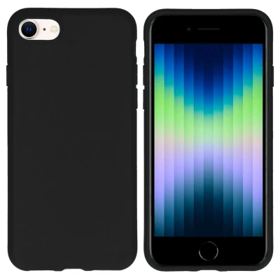 Afbeelding van Apple iPhone SE (2022) Hoesje Siliconen en TPU (zacht) iMoshion Softcase/Backcover Zwart Telefoonhoesje