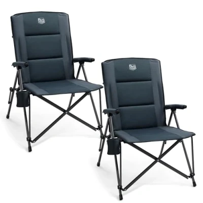 Afbeelding van TIMBER RIDGE Campingstoel, opvouwbaar, hoge rugleuning, XXL, klapstoel, camping, brede zitting, 55 cm, gevoerd, 150 kg draagkracht, met zijzak, tuin, balkon