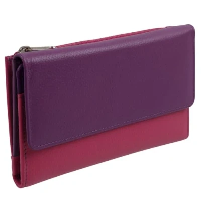 Afbeelding van Golunski Leren dames Tri Fold Portemonnee/Portemonnee, Paars Multi, Hedendaags