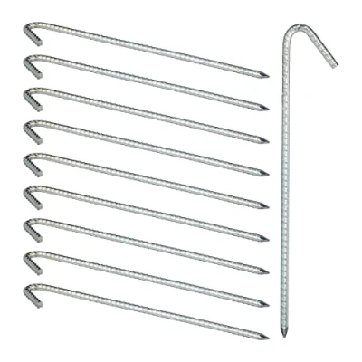 Afbeelding van Relaxdays XL tentharing set van 10 grondpen staal 39 cm extreem stabiel verzinkt