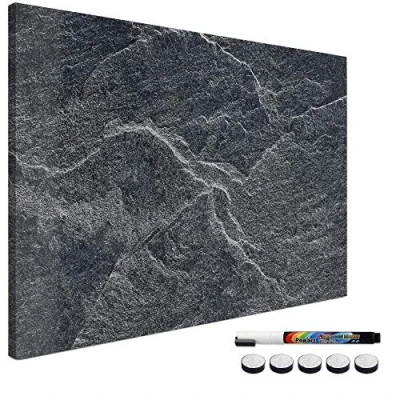 Afbeelding van Navaris magneetbord Magnetisch bord om op te schrijven Memobord 90 x 60 cm Met magneten en marker Notitiebord voor aan de muur Black Stone