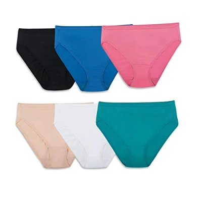 Afbeelding van Fruit of the Loom Vrouwen 6 Pack Microfiber Hi Cut Slipje (Kleuren en Prints kunnen variëren)
