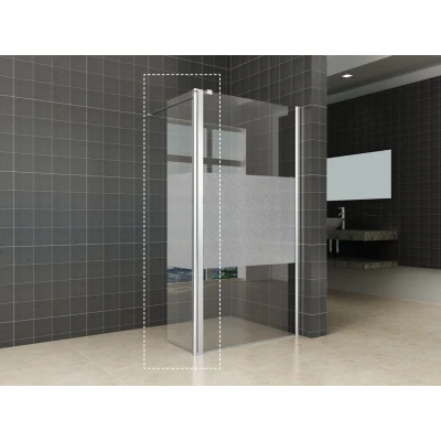 Afbeelding van Wiesbaden Zijpaneel 35 x 200 cm met scharnierprofiel rechts chroom 10 mm NANO ged.matglas