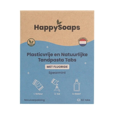 Afbeelding van Happysoaps Fluoride Tandpasta Navulling Tabs 130GR