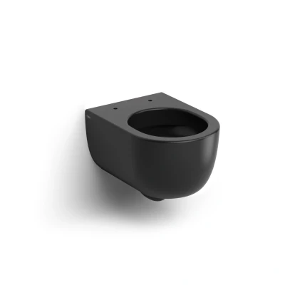 Afbeelding van Clou Hammock Wandtoilet Versie 56 Onepack Incl Zitting Deksel En Soft Closing Quick Release Systeem Mat Zwart Keramiek 36.8x56x37.5cm