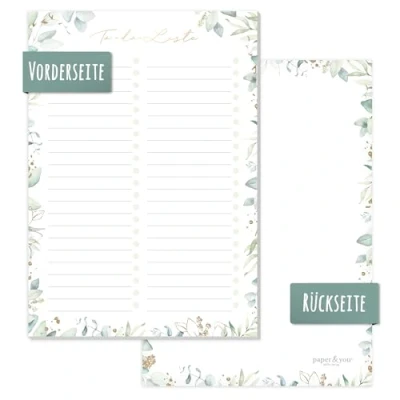 Afbeelding van paper&amp;you® A5 TO DO list pad [bladgoud] 50 pagina&#039;s incl. Ruimte op de achterkant duurzam &amp; klimaatneutraal