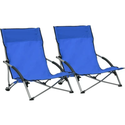 Afbeelding van vidaXL Strandstoelen 2 st inklapbaar stof blauw