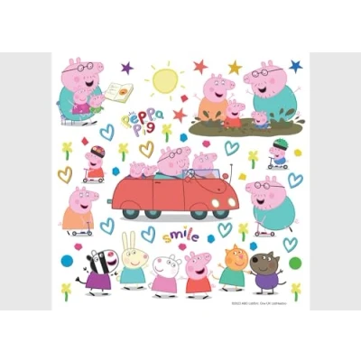 Afbeelding van Peppa Pig auto kinderkamer muurstickers, muursticker jongen deco van AG Design 30 x cm ADKS 3848