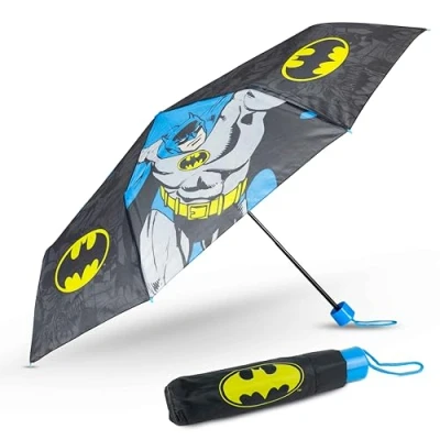 Afbeelding van Windbestendige Sterke Paraplu van Batman BONNYCO Zwarte Compacte met Versterkte Structuur Vouwparaplu voor Tas, Rugzak of Reizen Mini Kinderparaplu Originele Geschenken Jongens