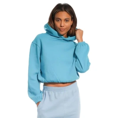 Afbeelding van Light &amp; Shade LSLSWT021 Dames Cropped Hooded Top, Teal, Large