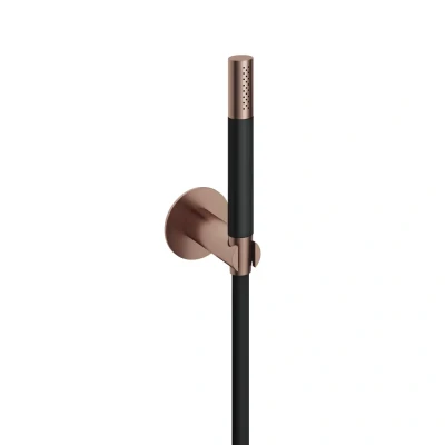 Afbeelding van HotBath Cobber M443 staafhanddouche met wandsteun en doucheslang 150cm koper Geborsteld PVD