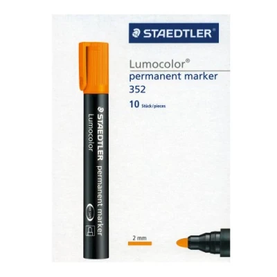 Afbeelding van Staedtler 352 4 Lumocolor marker permanent ronde punt, 2 mm, 10 stuks, oranje
