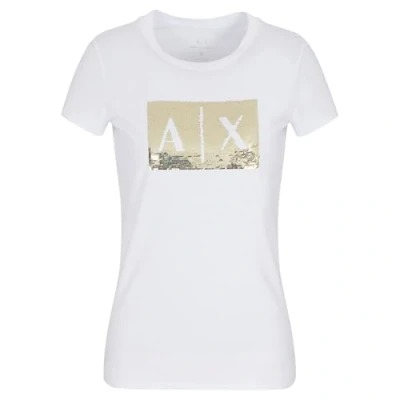 Afbeelding van Armani Exchange Tshirt print, Dames, Maat: Small, White/gold