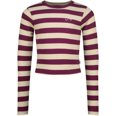 Afbeelding van Vingino winter top meisjes paars Basic crop rib, strepen