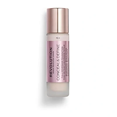 Afbeelding van Revolution Conceal &amp; Define Foundation, Full Coverage, Long Lasting Matte Finish, Vegan Cruelty Free, 23ml, F0.5