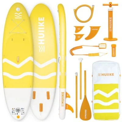 Afbeelding van HUIIKE Stand Up Paddle Board met Accessoires, Peddel, Vinnen, Pomp. Opblaasbaar Supboard Uitstekende Stabiliteit en Weerstand. 305 x 84 15 cm, Maximaal Draagvermogen 130 kg