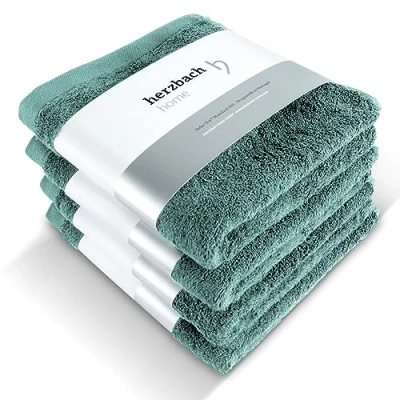 Afbeelding van herzbach home handdoeken set van 4 premium kwaliteit 100% katoen 50x100 cm extra zacht (oceaangroen)
