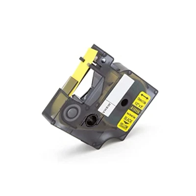 Afbeelding van vhbw Tapecassette, compatibel met Dymo Rhino 4200, 5200, 6000 labelprinter, zwart op geel, krimpkous cassette, 12 mm