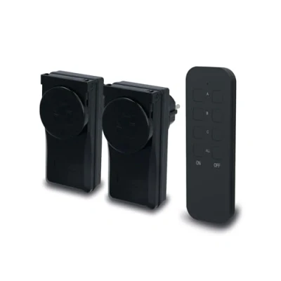 Afbeelding van UNITEC Draadloze afstandsbediening set met zelflerende functie, van 2 stopcontacten + 1 afstandsbediening, zwart