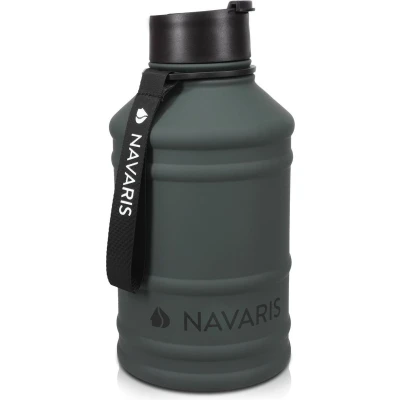 Afbeelding van Navaris waterfles van roestvrij staal Drinkfles 2L Extra grote roestvrijstalen fles met drinkdop Ideaal tijdens het sporten BPA vrij