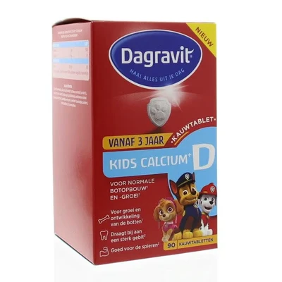 Afbeelding van Dagravit Kids Calcium+ D Kauwtabletten 3+ jaar 90 stuks
