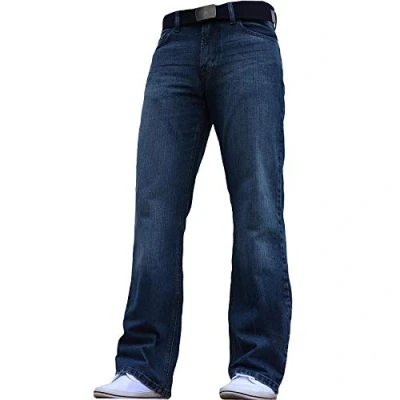 Afbeelding van BNWT heren wijde pijpen bootcut uitlopende blauwe zware denim jeans, Blauw Donkerblauw, 34W x 34L
