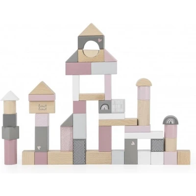 Afbeelding van Label Roze 50 stuks Houten Blokken LLWT 25347