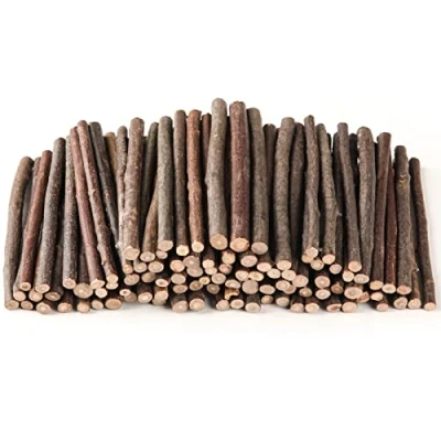 Afbeelding van LAZACA Houten stokjes om te knutselen, takken, handwerk, 50 stuks, 10 cm, log sticks, natuurlijke boomschors, rustieke wooncultuur, doe het zelf, 0,5 0,8 cm