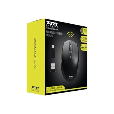 Afbeelding van Port Connect Draadloze muis, 2,4 GHz, USB a en C, stil, zwart