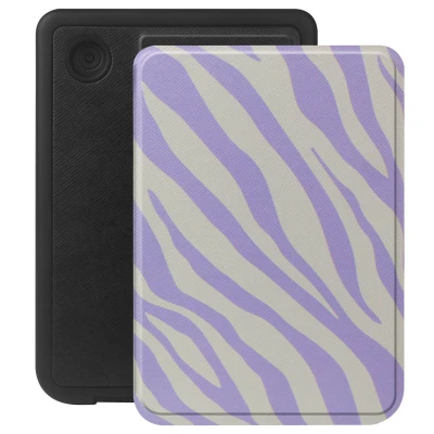 Afbeelding van Selencia Ereader Cover / Hoesje Geschikt voor Kobo Clara BW Colour Vivid E reader bookcase Zebra Light Lilac