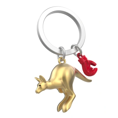 Afbeelding van Metalmorphose Sleutelhanger Animals Kangoeroe Met Bokshandschoen Goud Rood