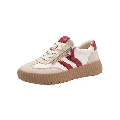 Afbeelding van Tamaris Sneaker Sneakers laag, Dames, Maat: 42, Beige red Leer en imitatieleer