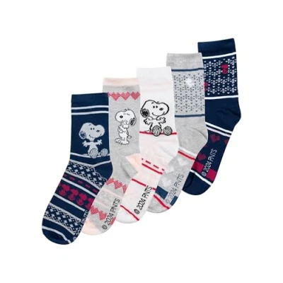 Afbeelding van United Labels The Peanuts Snoopy Sokken voor dames, Noorse sneakers, maat 38 43 (verpakking van 5 stuks), Meerkleurig, EU