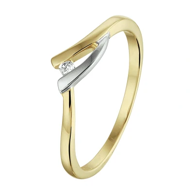 Afbeelding van Bicolor Gouden Ring diamant 0.022ct H SI 4208099 17.00 mm (53)