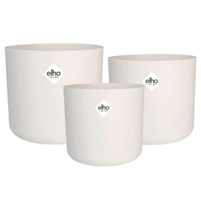 Afbeelding van Elho B.for Soft Rond Bloempotten voor Binnen 100% Gerecycled Plastic Set van 3 Ø 14, 16, 18 cm Wit