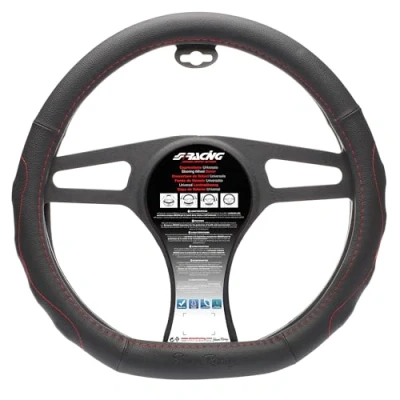 Afbeelding van Simoni Racing Stuurwielhoes Compe &#039;Flat Bottom&#039; 37 39cm Zwart + Rode stiksels